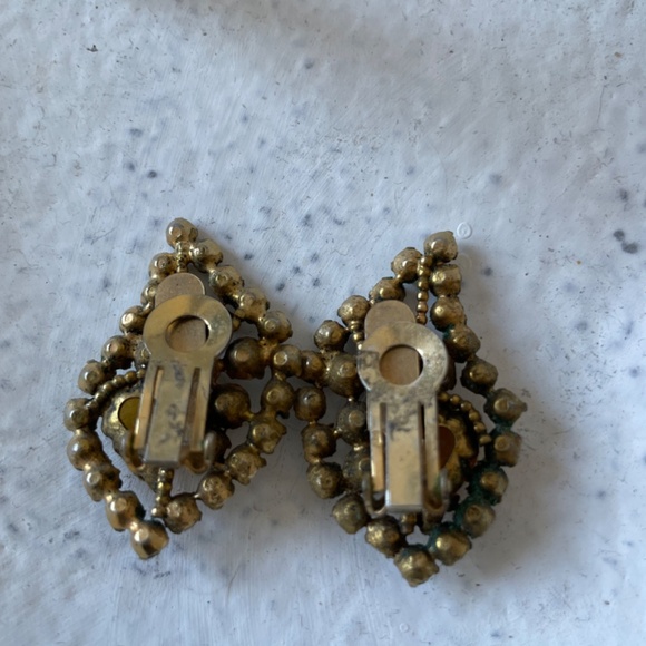 ❤️ VINTAGE RHINESTONE PAISLEY SHAPED EARRINGS - Picture 3 of 4